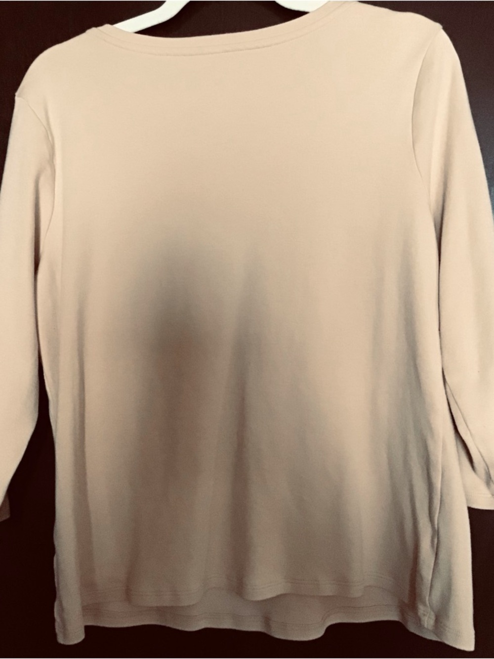 Isaac Mizrahi 3 Tees.  White Crew Neck LS & Tan and Navy V Necks 3/4 Sleeves - Picture 8 of 14